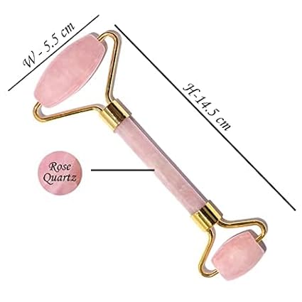 Rose Quartz Roller and Gua sha Set | Reduces Wrinkles, Fine lines and Dark Circles | Pink Jade Roller | Anti-aging Massager for Skin Toning and Tightening for Face, Eyes, Neck-VeraVaultWomen