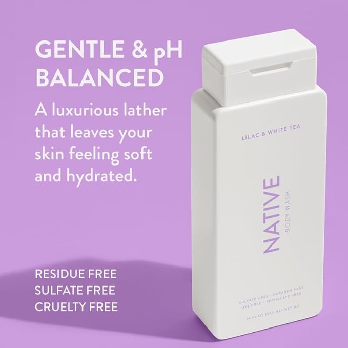 Native Body Wash Contains Naturally Derived Ingredients | For Women & Men, Sulfate, Paraben, & Dye Free Leaving Skin Soft and Hydrating | Lilac & White Tea 18 oz - 2 Pk-VeraVaultWomen