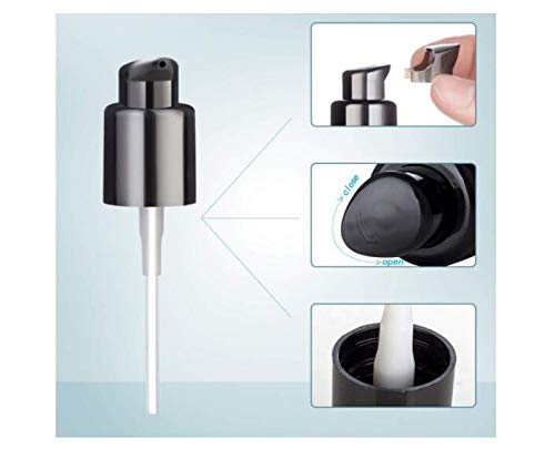 10PCS 410/20mm Plastic Replacement Pump Top Head Cosmetic Liquid Foundation Makeup Pump Replacement with Rotate Lock and Cover for Foundation Lotion Essence (Black)-VeraVaultWomen