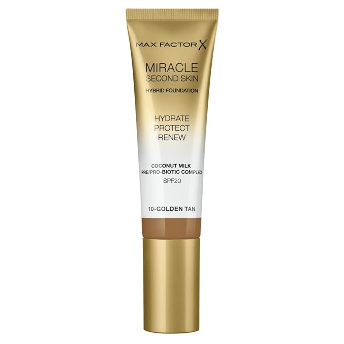 Max Factor Miracle Second Skin Hydrating Foundation, Golden Tan - 30 ml-VeraVaultWomen