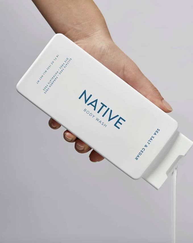 Native Body Wash Contains Naturally Derived Ingredients | For Women & Men, Sulfate, Paraben, & Dye Free Leaving Skin Soft and Hydrating | Sea Salt & Cedar 18 oz - 2 Pk-VeraVaultWomen