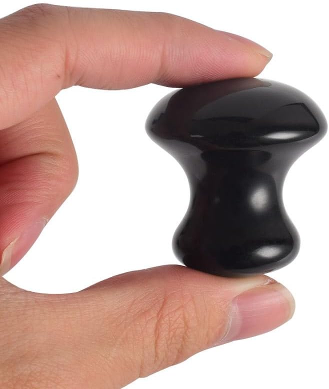 1 Pc Mushroom Jade Gua Sha Facial Tools, Jade Roller Guasha Massage Black Jade Stone Mushroom Shaped Face Lift Remove Wrinkles Massager for Women Spa, Gua Sha Massage Knobs for Body Relaxing-VeraVaultWomen