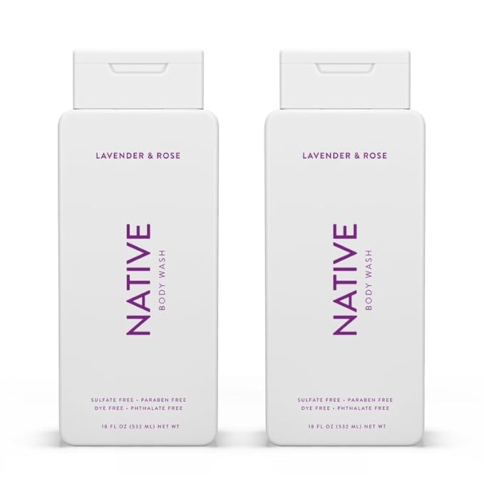 Native Body Wash Contains Naturally Derived Ingredients | For Women & Men, Sulfate, Paraben, & Dye Free Leaving Skin Soft and Hydrated | Lavender & Rose 18 oz - 2 Pk-VeraVaultWomen