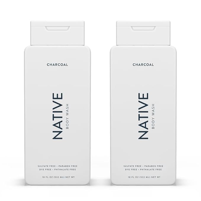 Native Body Wash Contains Naturally Derived Ingredients | For Women & Men, Sulfate, Dye, & Paraben Free Leaving Skin Soft and Hydrated | Charcoal 18 oz - 2 Pk-VeraVaultWomen