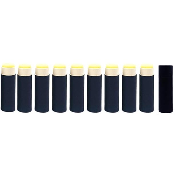 10 Pcs 1 Oz Paperboard Lip Balm Tubes Cardboard Krafts Paper Lipstick Tube Empty Lip Gloss Container Refillable Paper Round Solid Perfume Tube Chapstick Tube DIY Cosmetic Deodorant (Black)-VeraVaultWomen