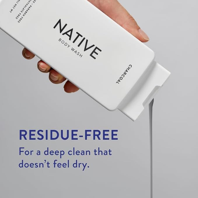 Native Body Wash Contains Naturally Derived Ingredients | For Women & Men, Sulfate, Dye, & Paraben Free Leaving Skin Soft and Hydrated | Charcoal 18 oz - 2 Pk-VeraVaultWomen