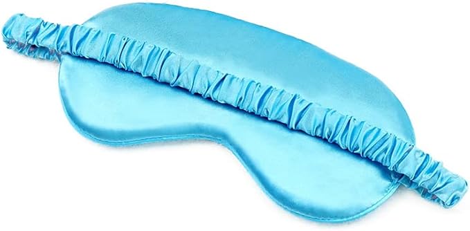 100% Natural Mulberry Soft Silk Sleep Mask, Light Blocking Eye Masks for Sleep, Night Blindfold Eye Mask Cover for Men and Women, Sleeping Night Mask for Travel (Blue)-VeraVaultWomen
