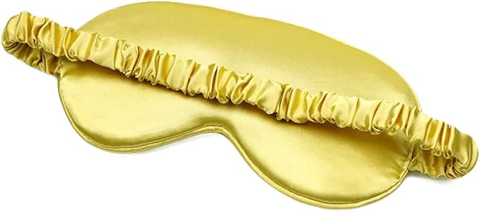 100% Natural Mulberry Soft Silk Sleep Mask, Light Blocking Eye Masks for Sleep, Night Blindfold Eye Mask Cover for Men and Women, Sleeping Night Mask for Travel (Gold)-VeraVaultWomen