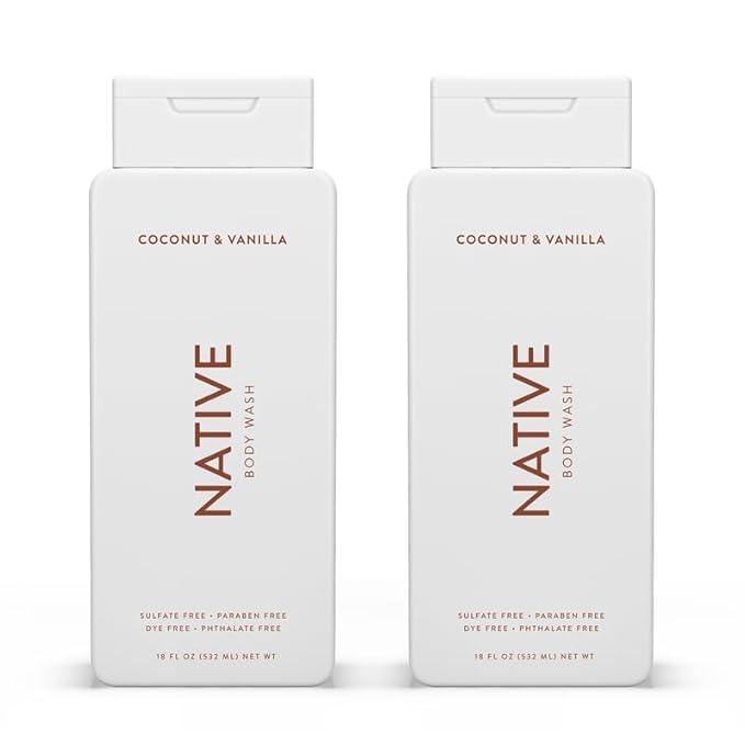 Native Body Wash Contains Naturally Derived Ingredients | For Women & Men, Sulfate, Paraben, & Dye Free Leaving Skin Soft and Hydrated | Coconut & Vanilla 18 oz - 2 Pk-VeraVaultWomen