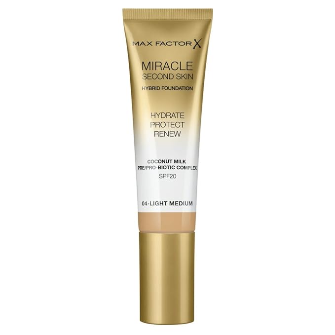 Max Factor Miracle Second Skin Foundation SPF 20-04 Light Medium Foundation Women 1.01 oz-VeraVaultWomen