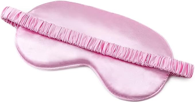 100% Natural Mulberry Soft Silk Sleep Mask, Light Blocking Eye Masks For Sleep, Night Blindfold Eye Mask Cover For Men And Women, Sleeping Night Mask For Travel (Pink)-VeraVaultWomen