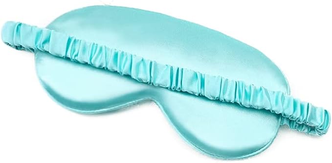 100% Natural Mulberry Soft Silk Sleep Mask, Light Blocking Eye Masks for Sleep, Night Blindfold Eye Mask Cover for Men and Women, Sleeping Night Mask for Travel (Light Blue)-VeraVaultWomen