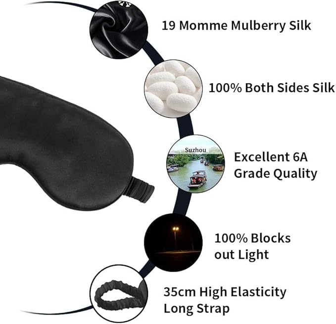 100% Natural Mulberry Soft Silk Sleep Mask, Light Blocking Eye Masks For Sleep, Night Blindfold Eye Mask Cover For Men And Women, Sleeping Night Mask For Travel (Pink)-VeraVaultWomen