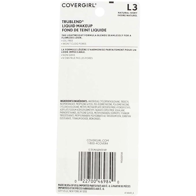COVERGIRL Trublend Oil-Free Liquid Foundation, Lightweight, Dewy Finish, 1 Fl Oz, Hydrating Foundation, Moisturizing Foundation, Cruelty-Free Foundation, Blends Seamlessly, Won't Clog Pores-VeraVaultWomen