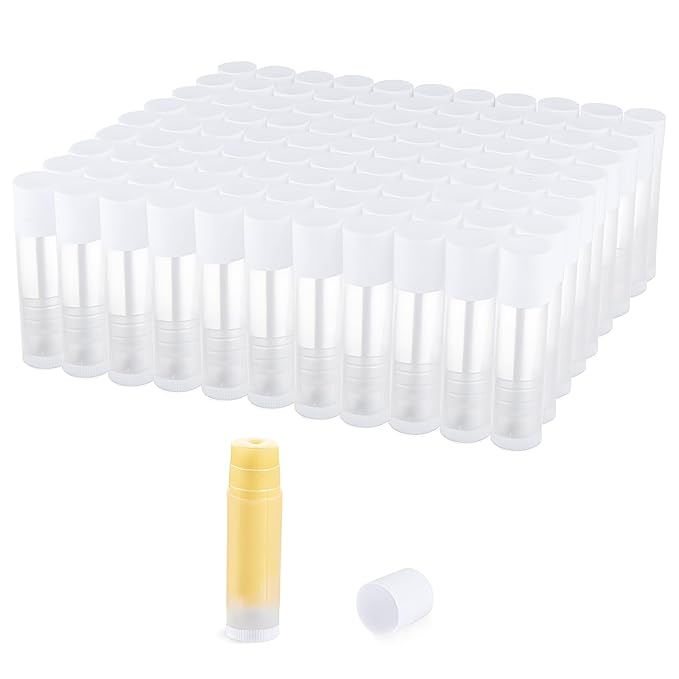 100 Pcs 5.5ml Bulk Empty Lip Balm Tubes Refillable Plastic Lip Gloss Container Travel Lipstick Tubes Chapstick Tubes Holder For DIY Homemade Lip Balm (clear)-VeraVaultWomen