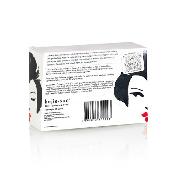 Kojie San Face & Body Shower Set - The Original Kojic Acid Soap, Dark Spot Remover Bar Soap with Coconut & Tea Tree Oil – 65g x 8 Bars with Leafa Soap Net, Brush and Soap Dish-VeraVaultWomen