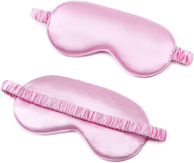 100% Natural Mulberry Soft Silk Sleep Mask, Light Blocking Eye Masks For Sleep, Night Blindfold Eye Mask Cover For Men And Women, Sleeping Night Mask For Travel (Pink)-VeraVaultWomen