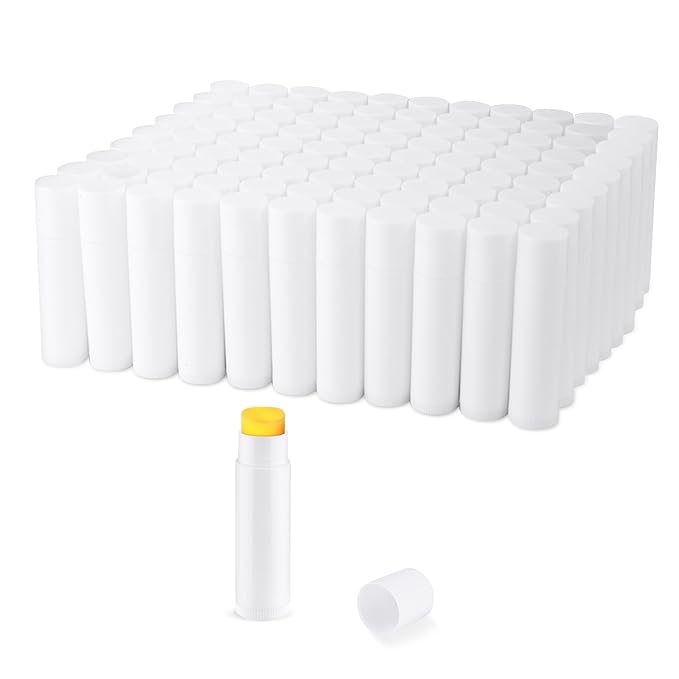 100 Pcs 5.5ml Bulk Empty Lip Balm Tubes Refillable Plastic Lip Gloss Container Travel Lipstick Tubes Chapstick Tubes Holder For DIY Homemade Lip Balm (white)-VeraVaultWomen
