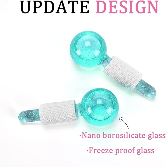 Ice Globes for Facials- Freezer Free Face Rollers with Essence for Daily Beauty Routines, Skin Massagers Globes Durable Quartz Glass for Reduce Puffiness Skin Cooling (Update Green)-VeraVaultWomen