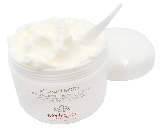 / YUNASENCE ELLASTIBODY Hydrating Firming Caviar Butter Moisturizing Cream, with Caviar Extract, Vitamin E, Reishi, Avocado & Green Tea. 9.5oz. For soft, comforted skin.