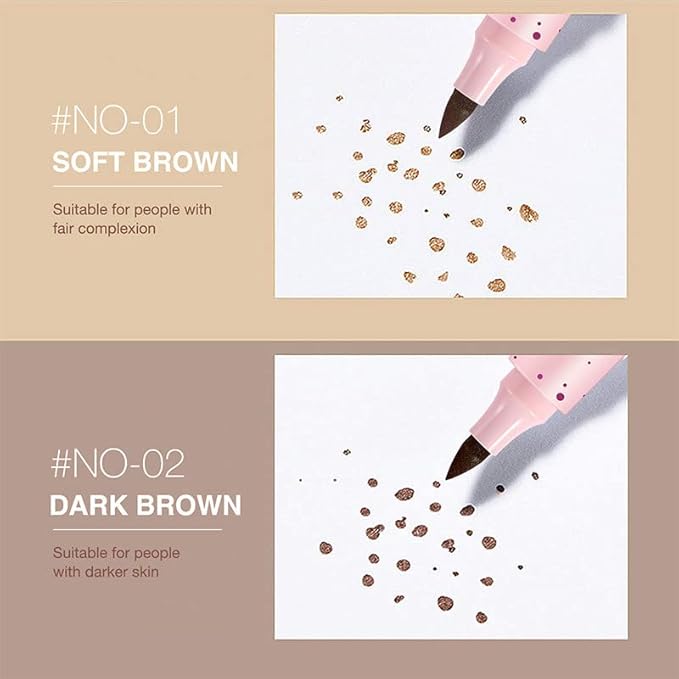 Freckle Pen Faux Freckle Pen Colour Pop Freckle Pen Supernaturally Realistic Freckles Makeup Brush Fantastic Freckles Pen Long-lasting Waterproof Soft-point Absorbent Pen For a Natural and Easy Makeup Look (Double)-VeraVaultWomen