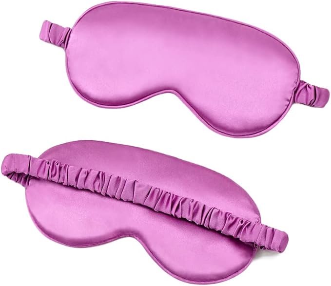 100% Natural Mulberry Soft Silk Sleep Mask, Light Blocking Eye Masks For Sleep, Night Blindfold Eye Mask Cover For Men And Women, Sleeping Night Mask For Travel (Purple)-VeraVaultWomen