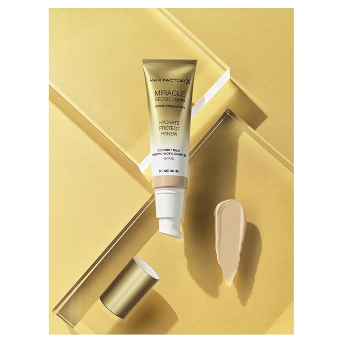 Max Factor Miracle Second Skin Hydrating Foundation, Golden Tan - 30 ml-VeraVaultWomen