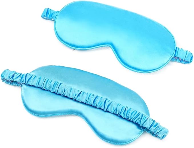 100% Natural Mulberry Soft Silk Sleep Mask, Light Blocking Eye Masks for Sleep, Night Blindfold Eye Mask Cover for Men and Women, Sleeping Night Mask for Travel (Blue)-VeraVaultWomen
