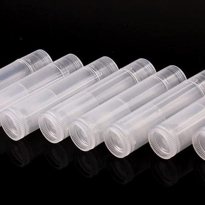 100Pcs 5ML Transparent Clear Empty Lip Balm Tubes Containers-VeraVaultWomen