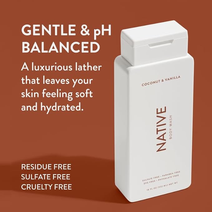 Native Body Wash Contains Naturally Derived Ingredients | for Women & Men, Sulfate, Paraben, & Dye Free Leaving Skin Soft & Hydrated |Coconut & Vanilla, Lavender Rose, & Cucumber Mint, 18 oz Pack of 3-VeraVaultWomen