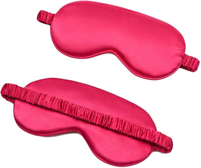 100% Natural Mulberry Soft Silk Sleep Mask, Light Blocking Eye Masks For Sleep, Night Blindfold Eye Mask Cover For Men And Women, Sleeping Night Mask For Travel (Red)-VeraVaultWomen