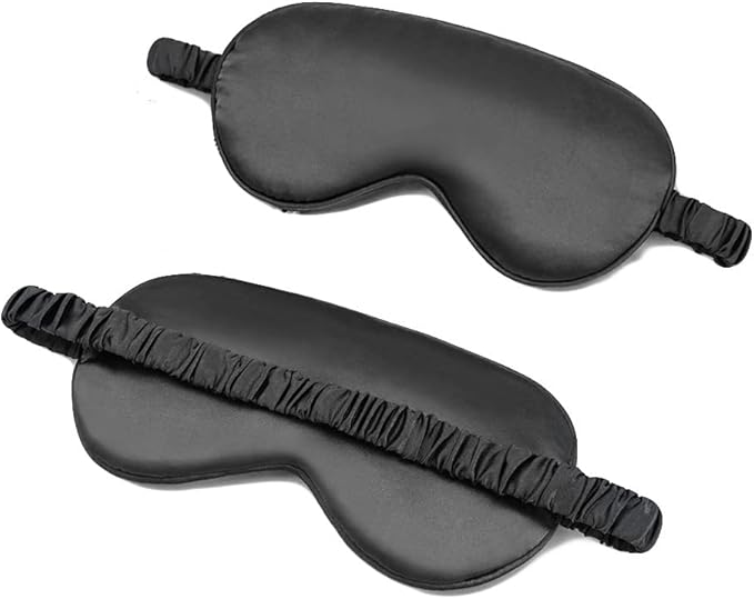 100% Natural Mulberry Soft Silk Sleep Mask, Light Blocking Eye Masks For Sleep, Night Blindfold Eye Mask Cover For Men And Women, Sleeping Night Mask For Travel (Black)-VeraVaultWomen