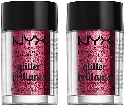 NYX PROFESSIONAL MAKEUP Face & Body Glitter, Red (Pack of 2)