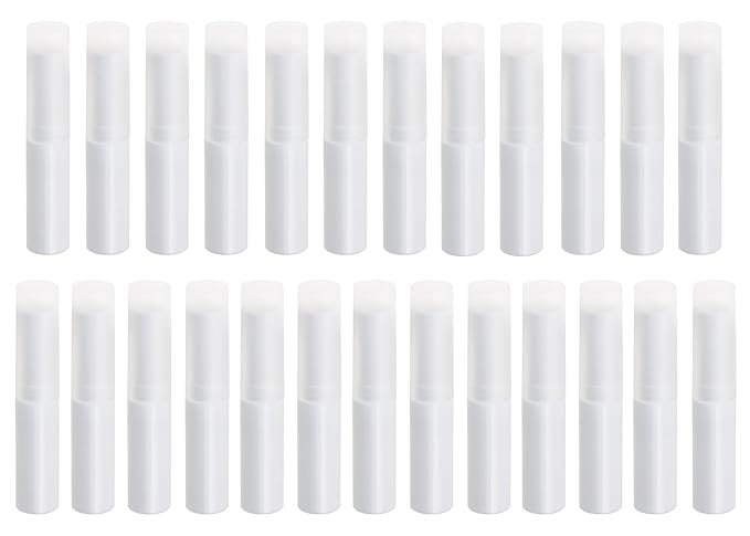 0.14oz Empty Flavored Lip Balm Container Tubes Plastic Homemade Moisturizing Lip Stick with Caps Bulk Fit for Women Adult DIY Making Supplies, 25 Count (White)-VeraVaultWomen