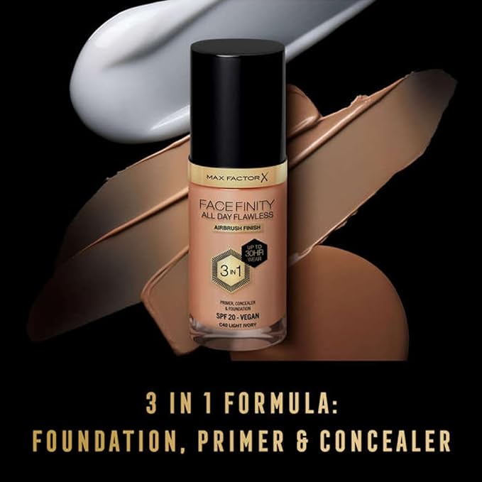 Max Factor Facefinity All Day Flawless 3 In 1 Foundation SPF 20, No. 40 Light Ivory-VeraVaultWomen