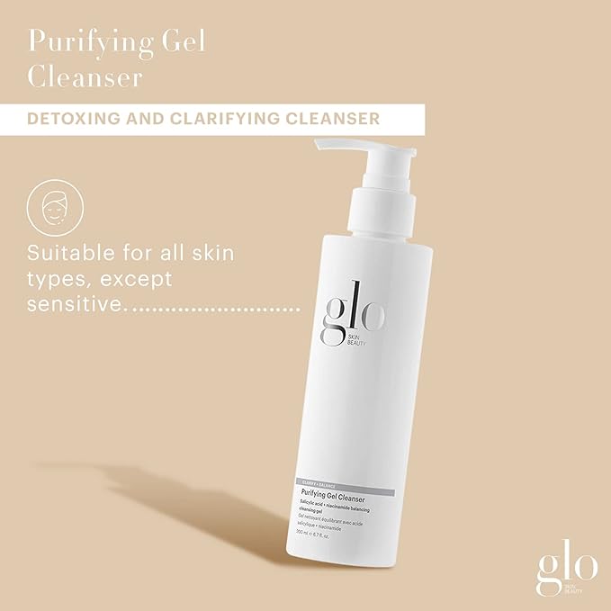 Glo Skin Beauty Purifying Gel Cleanser - Salicylic Acid + Niacinamide Face Wash Balances Skin, Targets Clogged Pores, Excess Oil & Breakouts - Gently Exfoliates & Minimizes Appearance of Fine Lines-VeraVaultWomen
