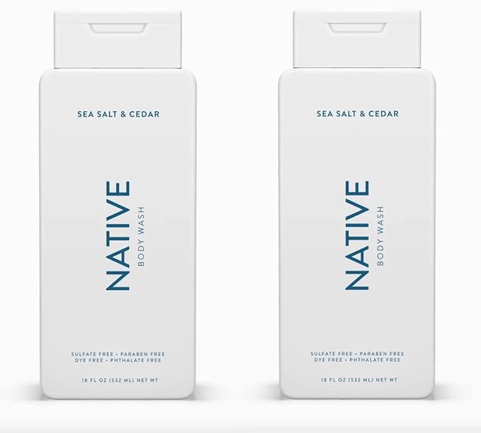 Native Body Wash Contains Naturally Derived Ingredients | For Women & Men, Sulfate, Paraben, & Dye Free Leaving Skin Soft and Hydrating | Sea Salt & Cedar 18 oz - 2 Pk-VeraVaultWomen