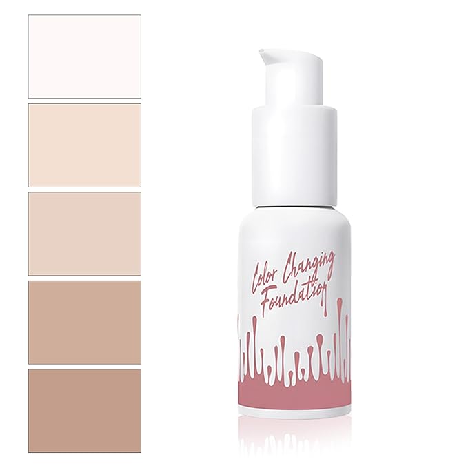 Color Changing Foundation Liquid, Skintone Matching Foundation, Full Coverage, Long Lasting, Lightweight Coverage, Oil Free and Silicon Free, Double Wear, Lightening, Sweat and Water Resistant-VeraVaultWomen