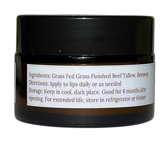 100% Grass Fed Grass Finished Beef Tallow and Beeswax Lip Balm, Face Moisturizer, Body Balm, for Oily, Dry, Sensitive Skin, USA Made-VeraVaultWomen