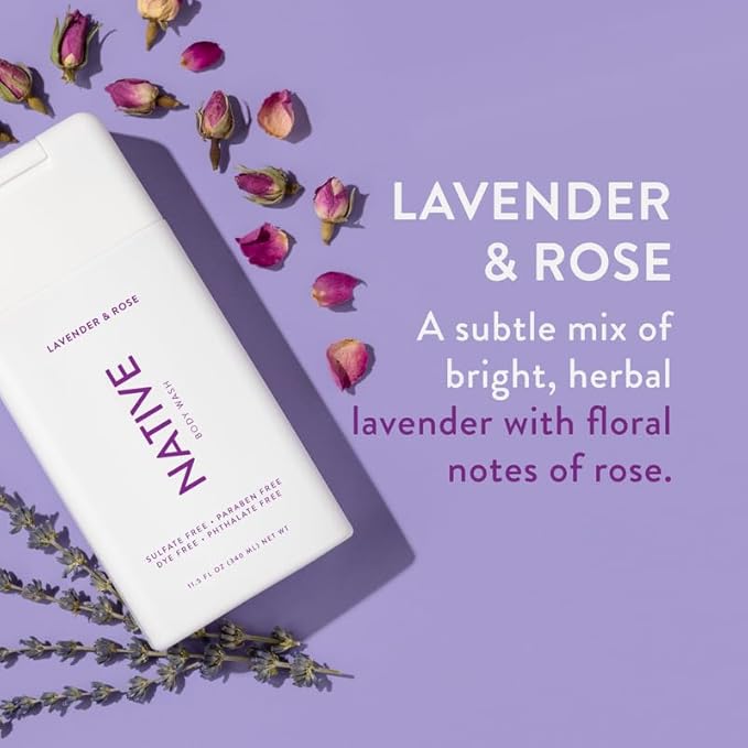 Native Body Wash Contains Naturally Derived Ingredients | For Women & Men, Sulfate, Paraben, & Dye Free Leaving Skin Soft and Hydrated | Lavender & Rose 18 oz - 2 Pk-VeraVaultWomen