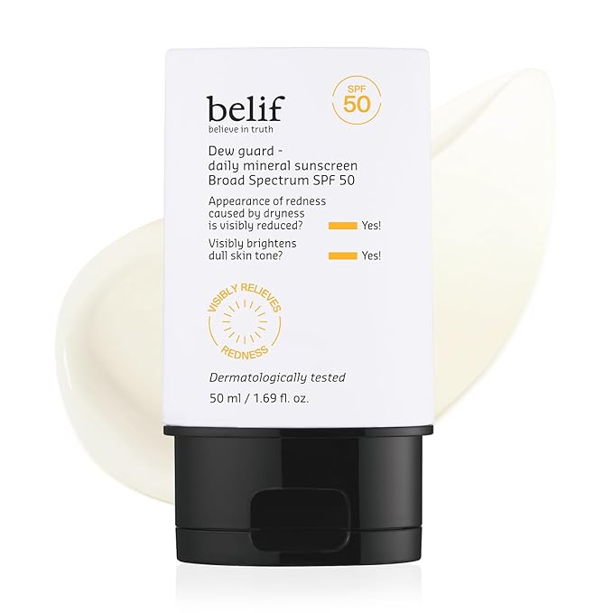 belif Dew Guard - Daily Mineral sun SPF 50 Hydrating Niacinamide Sunscreen (1.69 fl. oz) - Daily Broad Spectrum, Reduces Redness, No-White Cast, Non-Greasy, Korean Skincare-VeraVaultWomen