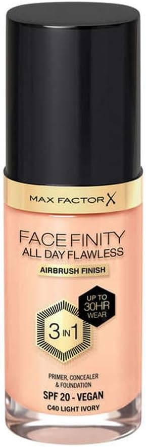 Max Factor Facefinity All Day Flawless 3 In 1 Foundation SPF 20, No. 40 Light Ivory-VeraVaultWomen