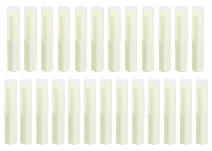 0.14oz Empty Flavored Lip Balm Container Tubes Plastic Homemade Moisturizing Lip Stick with Caps Bulk Fit for Women Adult DIY Making Supplies, 25 Count (Beige)-VeraVaultWomen