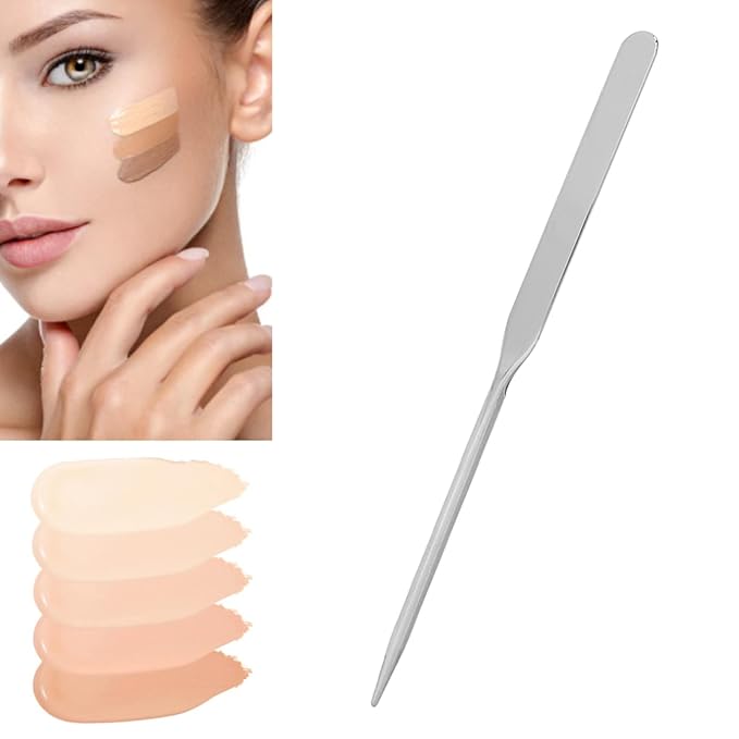 Stainless Steel Makeup Spatula, Liquid Foundation Spatula Stainless Steel Ergonomic Nail Art Stirring Tool Makeup Artist Makeup Tool-VeraVaultWomen