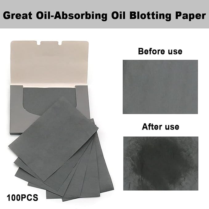 103 PCS Volcanic Roller Oily Skin Oil Control On The Go Volcanic Face Roller Oil Absorbing Volcanic Roller with Oil Blotting Sheet Paper for Oily Skin Care Oil Control Film Tissues (Type2)-VeraVaultWomen