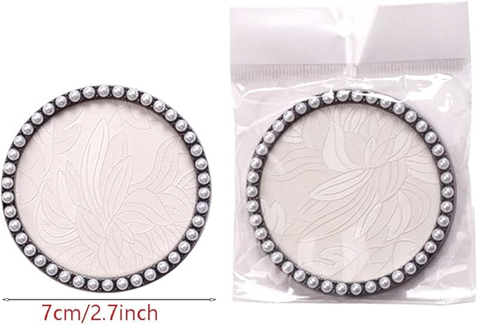 1 Pc Resin Nail Art Palette Nail Art Display Holder Round Inlay Rhinestone Makeup Palette Nail Painting Palette Gel Polish Colors Mixing Pallet (White)-VeraVaultWomen