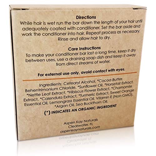 Solid Lemongrass & Sweet Orange Conditioner Bar, Natural & Organic, For All Hair Types Including Frizzy, Sulfate-Free & Cruelty-Free, 2.3 Ounce (2-Pack)-VeraVaultWomen