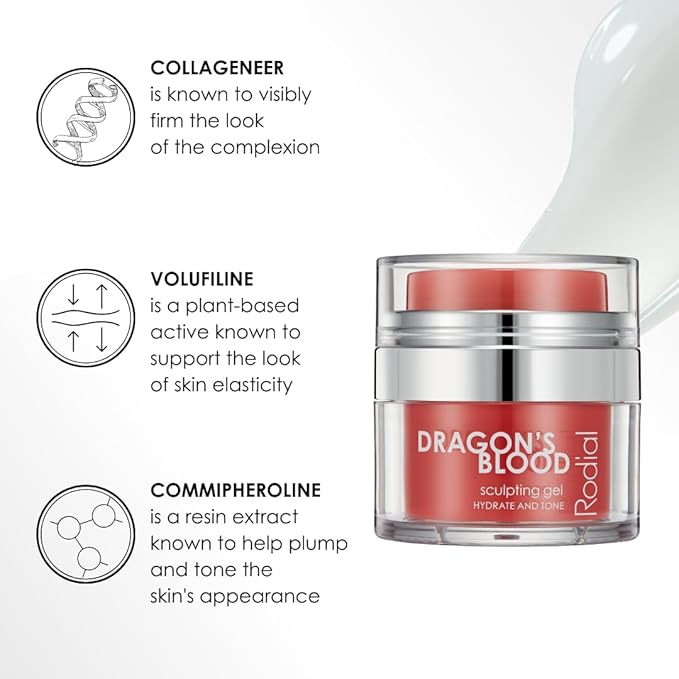 Rodial Dragon's Blood Sculpting Gel 0.3 fl oz - Rejuvenating, Ultra-Hydrating Face Cream - Refreshing Gel/Cream Formula - Triple Action Collagen Formula for a Firmer, Tighter and Smoother Skin Look-VeraVaultWomen