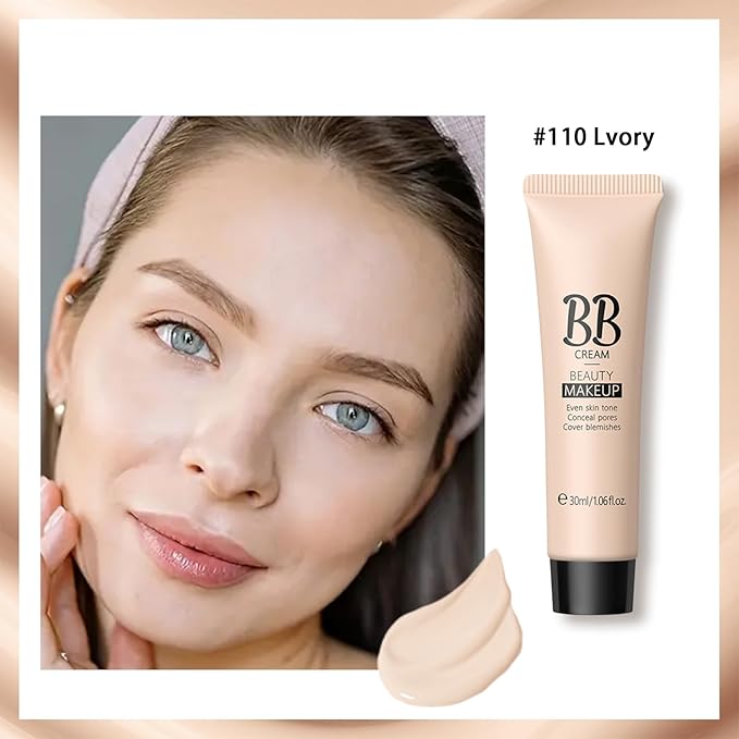 KWOLYKIM 2PCS Hydrating Makeup BB Cream, Tinted Moisturizer Face Makeup BB Cream Foundation Waterproof Concealer Clean Brighten Color Correcting Cream Nude Makeup Long Lasting for All Skin(Ivory)-VeraVaultWomen