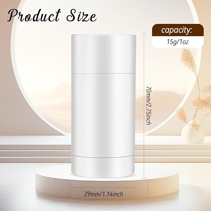 12 Pieces 15g White Plastic Deodorant Containers,Empty 1/2 oz Travel Lip Balm Tubes,Refillable Twist-UP Solid Perfume Tubes,Lipstick Tubes for DIY-VeraVaultWomen